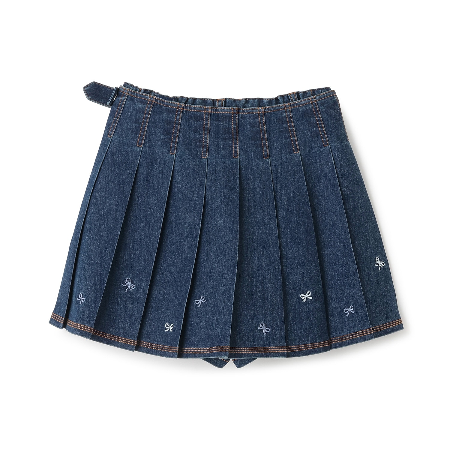 リボン刺しゅう入りラッププリーツショートパンツ