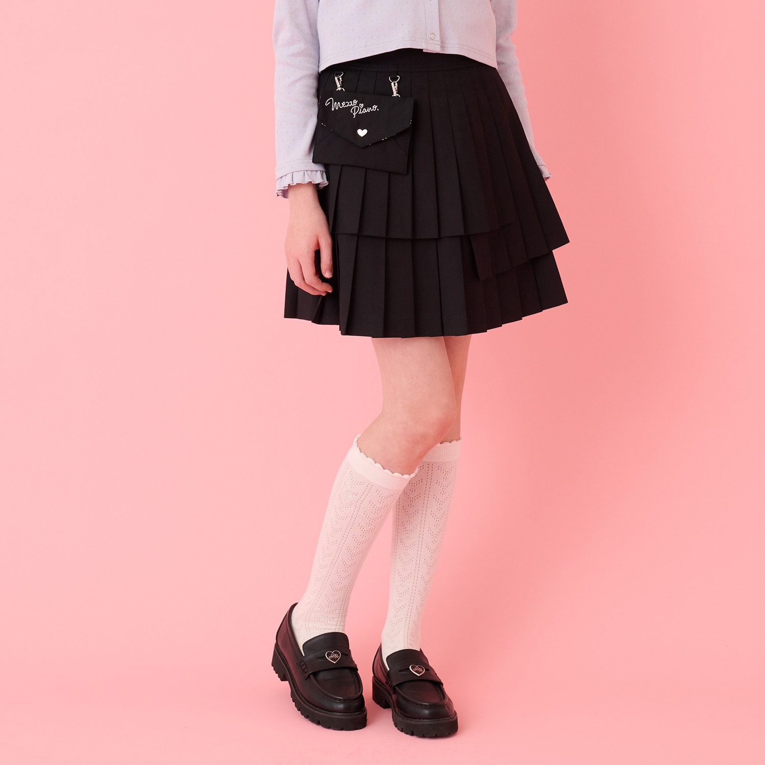 レターポーチつき3段プリーツスカパン