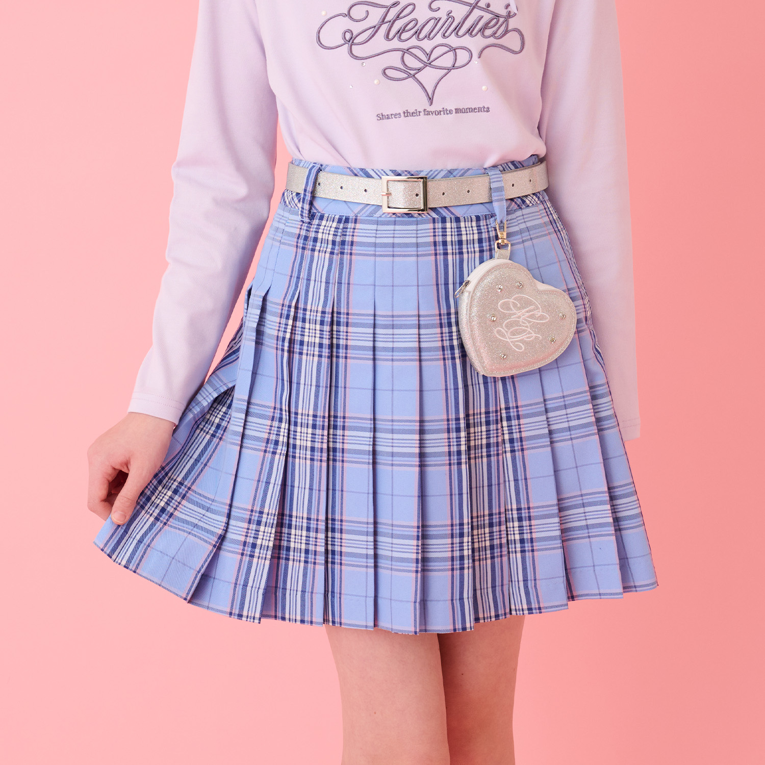 ラメベルトつきプリーツスカート