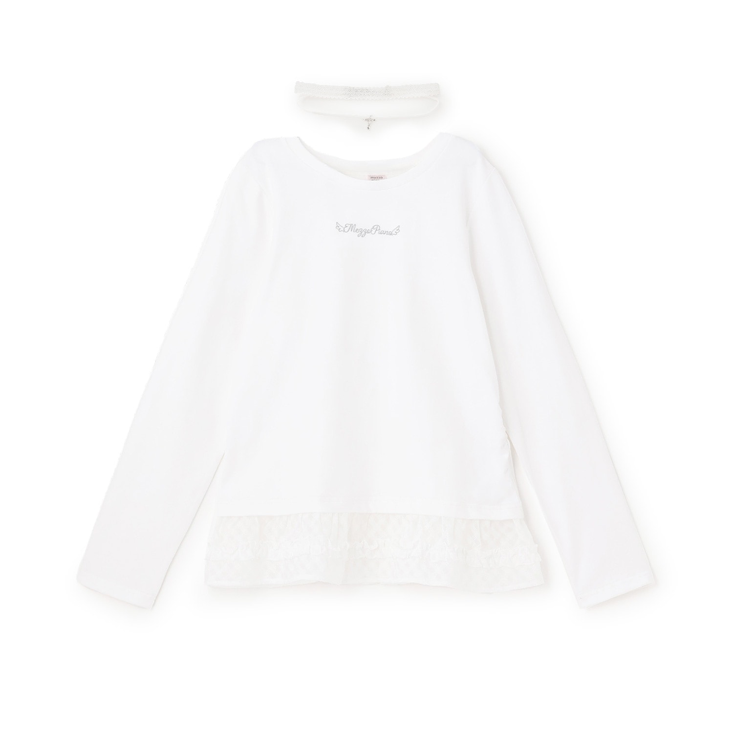 チョーカーつきレーヤード長袖Tシャツ