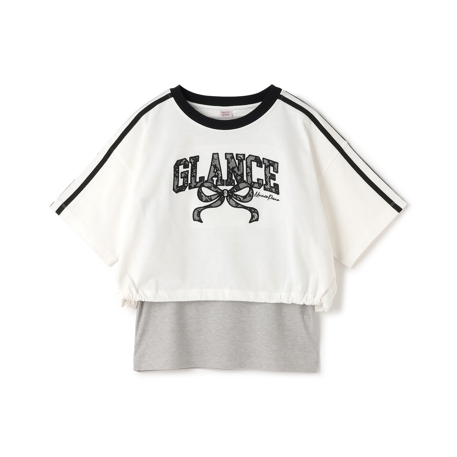 サイドラインレースアップリケTシャツ＆タンクトップセット