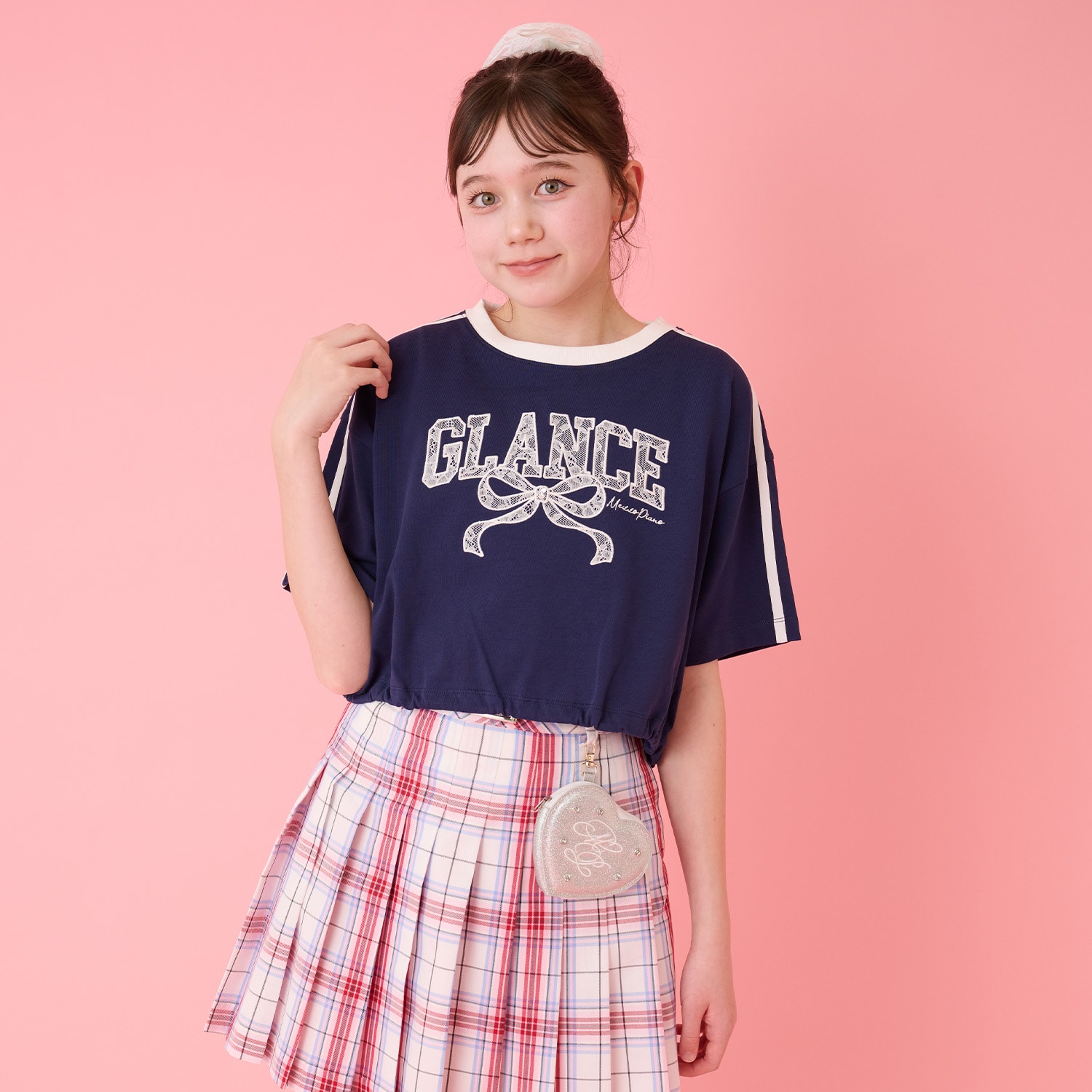 サイドラインレースアップリケTシャツ＆タンクトップセット