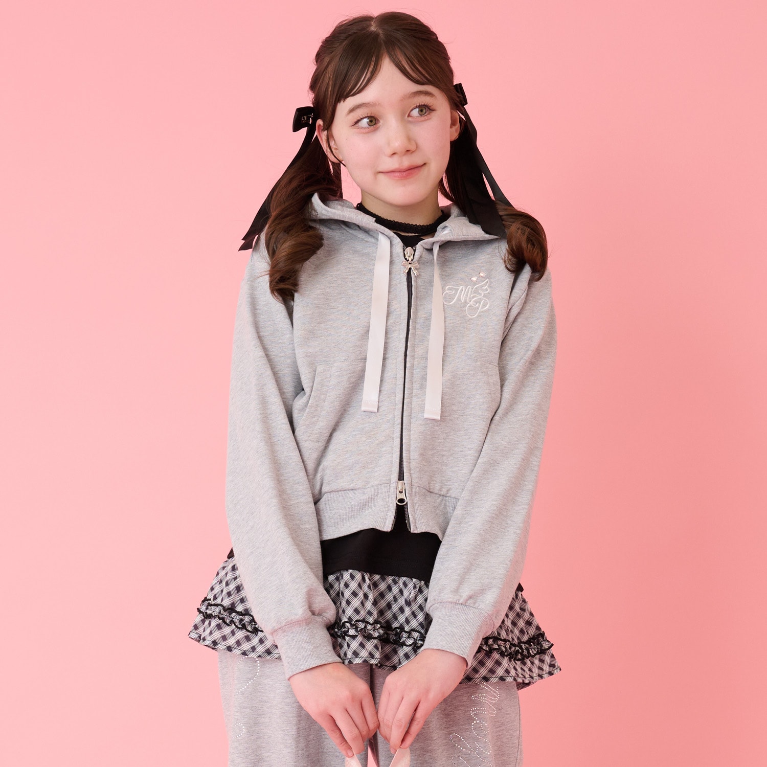 【抗菌防臭】フードきらきらジップパーカ