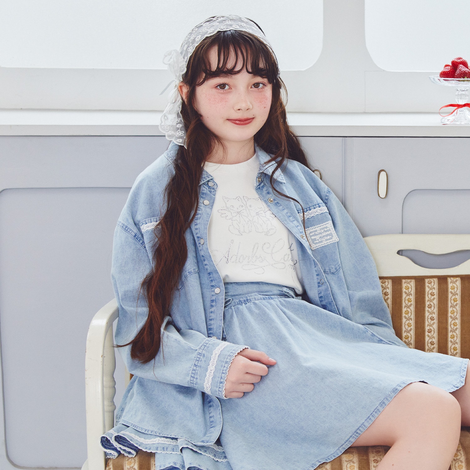 ライトデニムシャツ(S(140cm) ライト ブルー): ジュニア - ナルミヤ