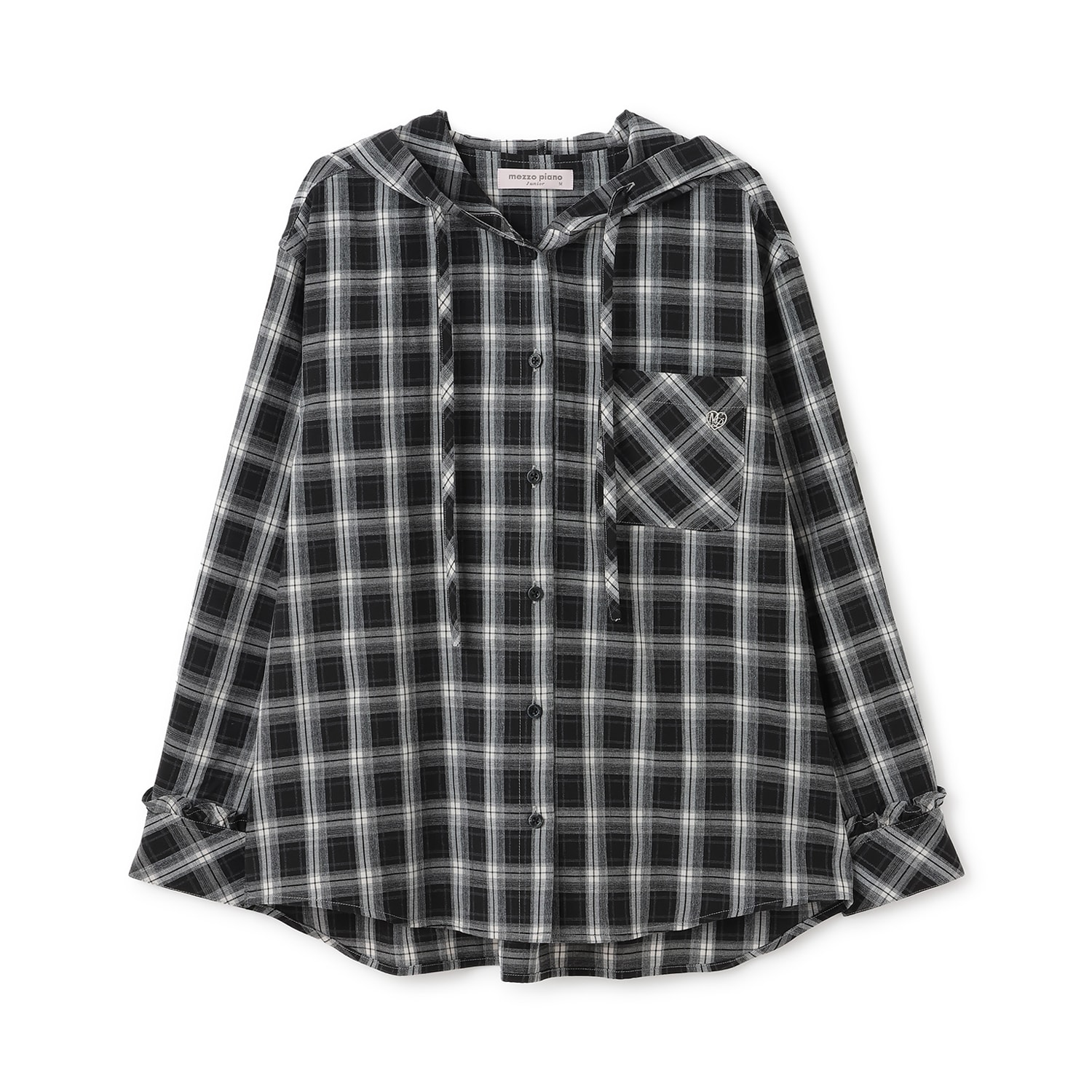 フード チェックシャツ