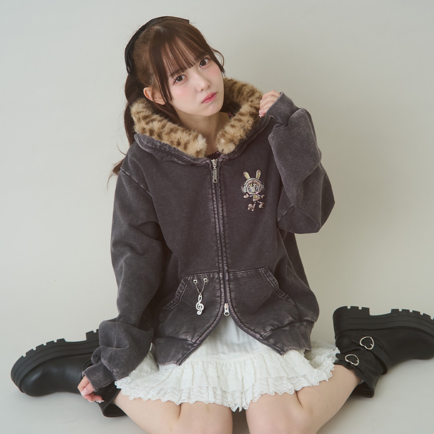 【予約/2026年1月下旬～2月中旬入荷予定】【WEB限定】復刻♪ひょう柄ベリエちゃんフェイクファーフーディジップパーカ