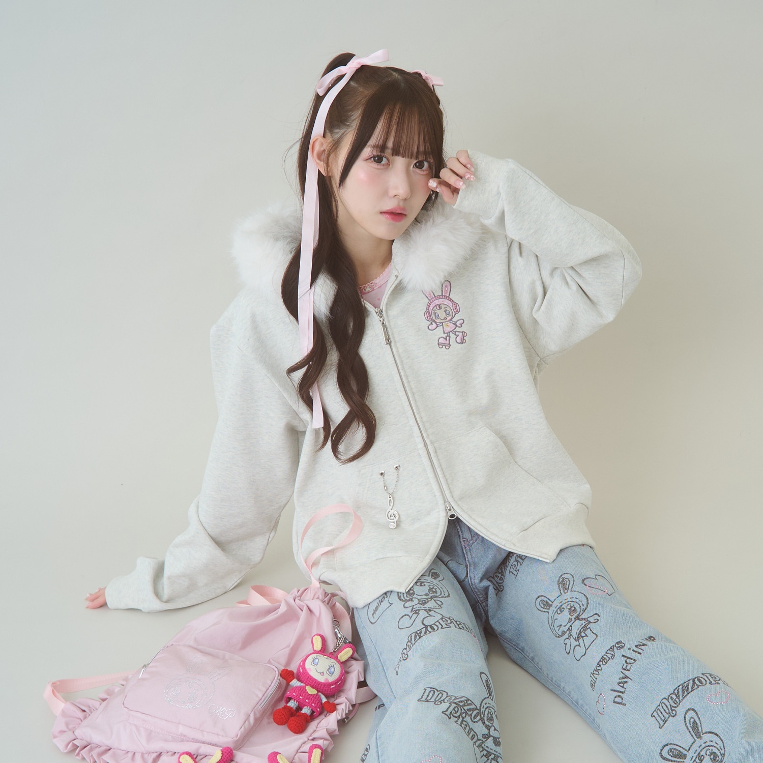 【予約/2026年1月下旬～2月中旬入荷予定】【WEB限定】復刻♪ひょう柄ベリエちゃんフェイクファーフーディジップパーカ