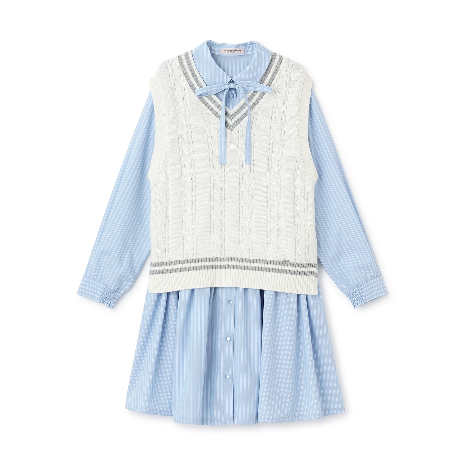 ニットベスト＆シャツワンピースセット