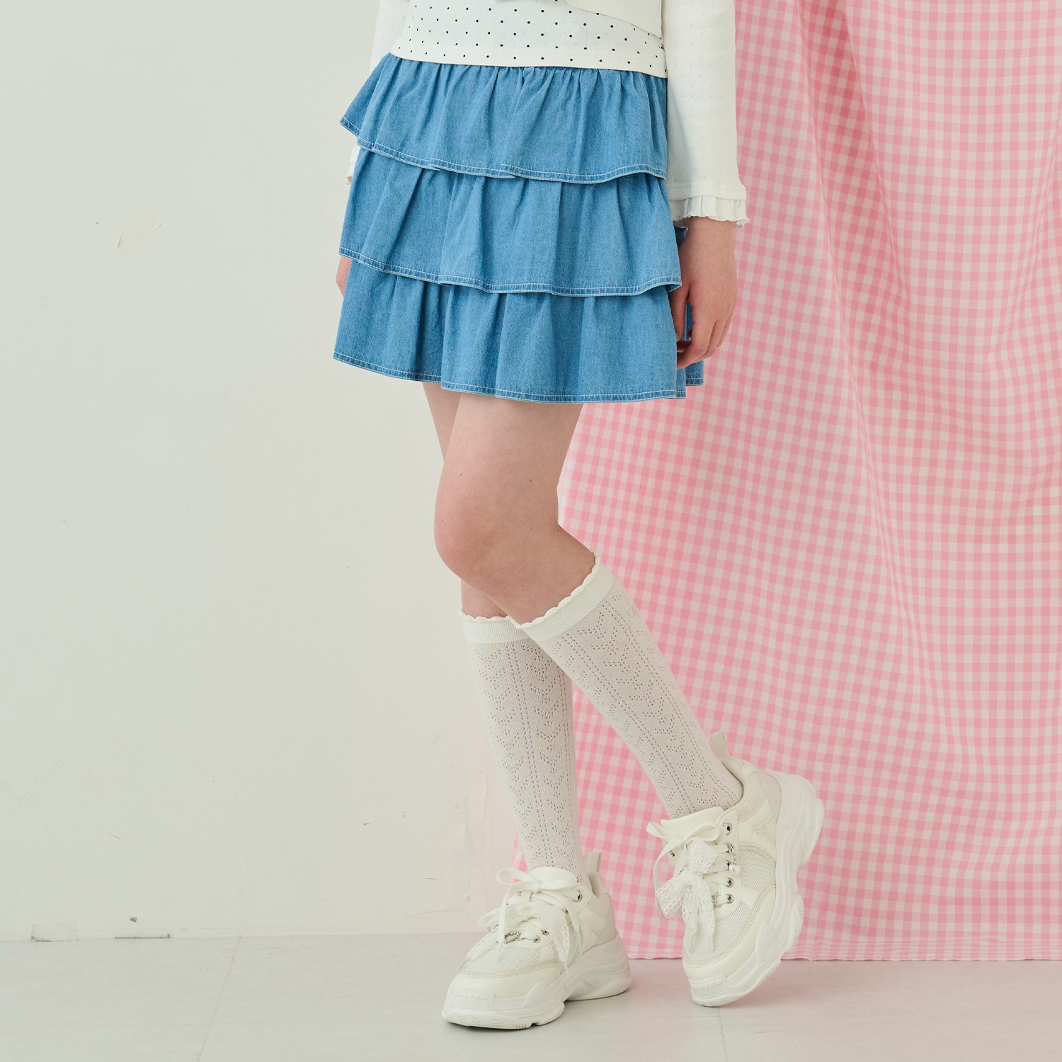 ハートバックルベルトつきティアードスカパン