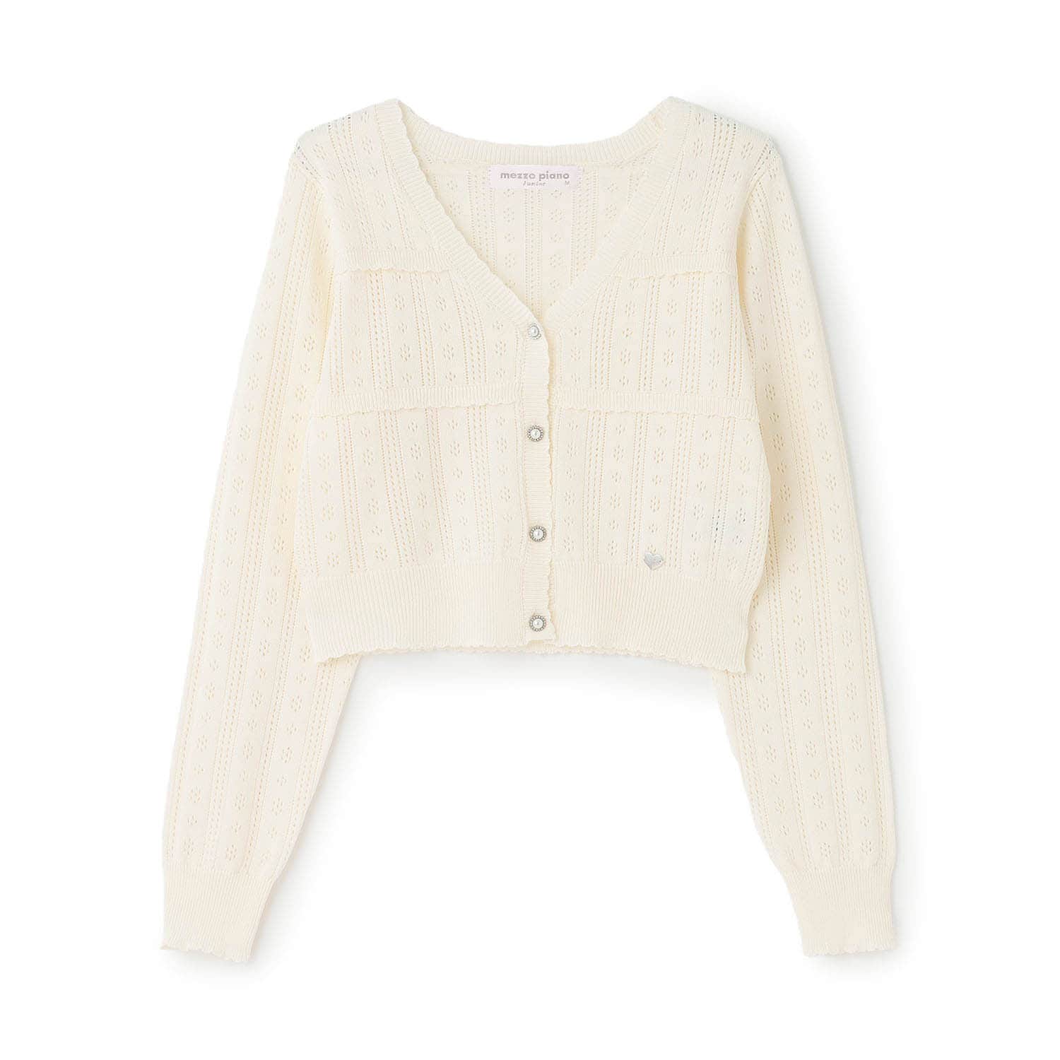 透かし柄ラインストーンボタンカーディガン♪