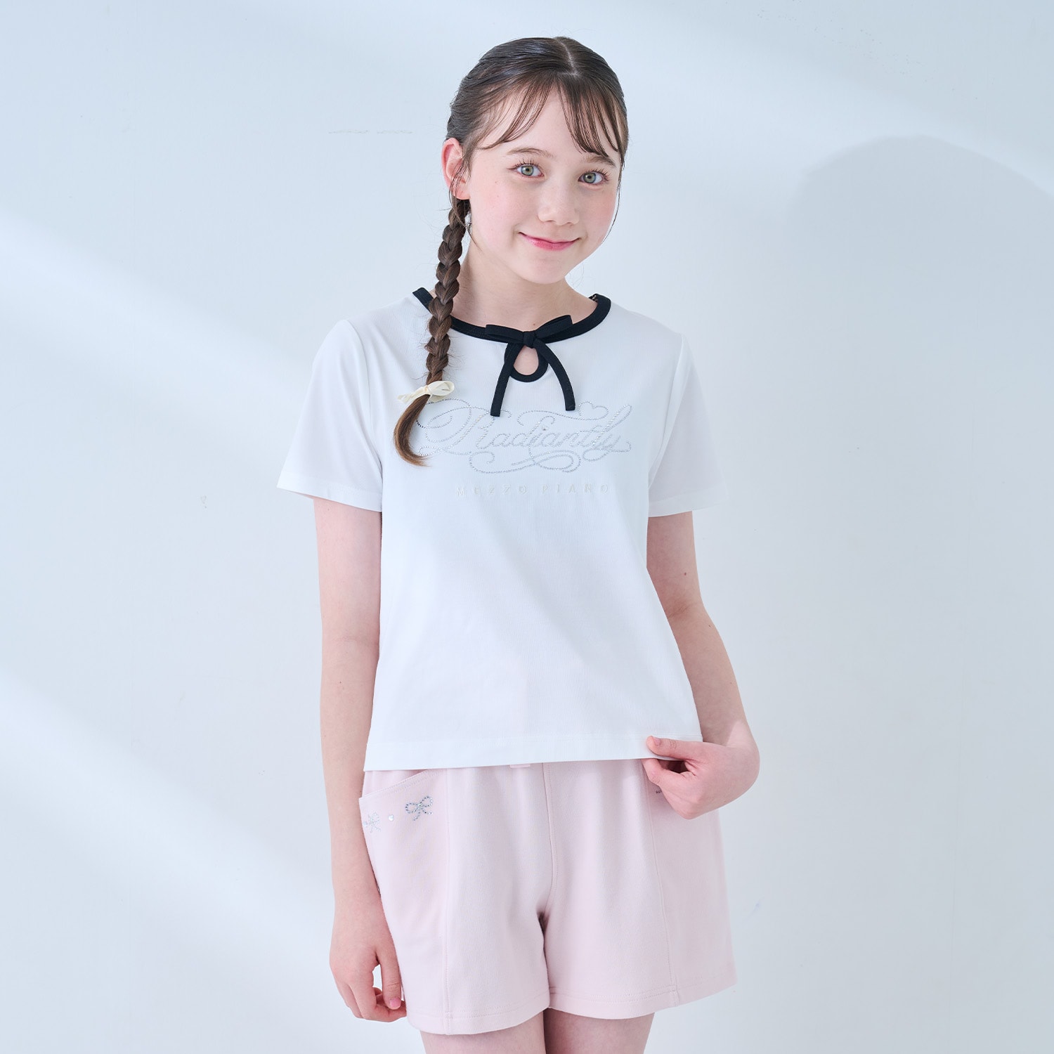 【接触冷感】フロントリボンキラキラロゴTシャツ