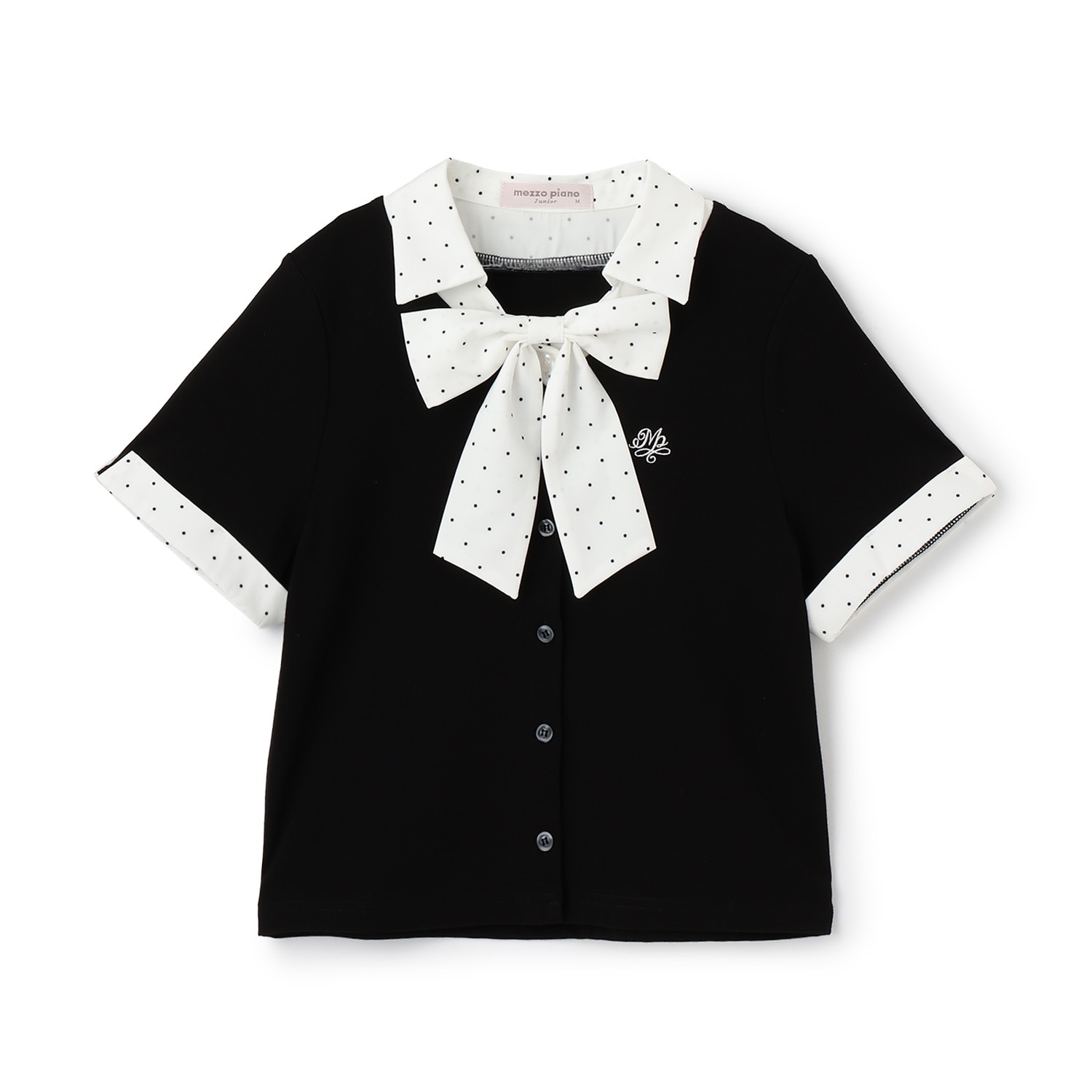 【接触冷感】ボウタイつきドッキングレイヤードTシャツ