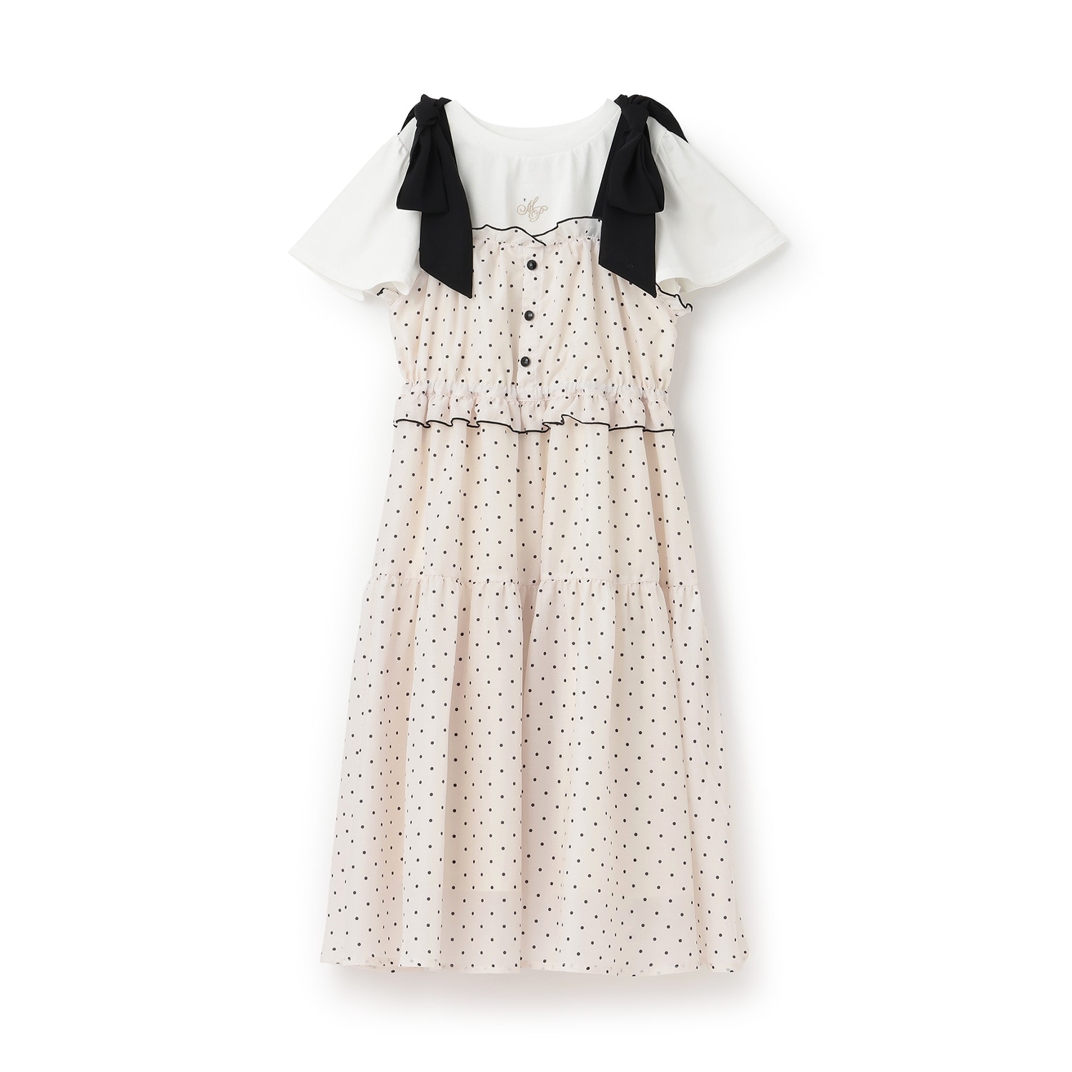 ショルダーリボンジャンパースカート＆【接触冷感】インナーセット