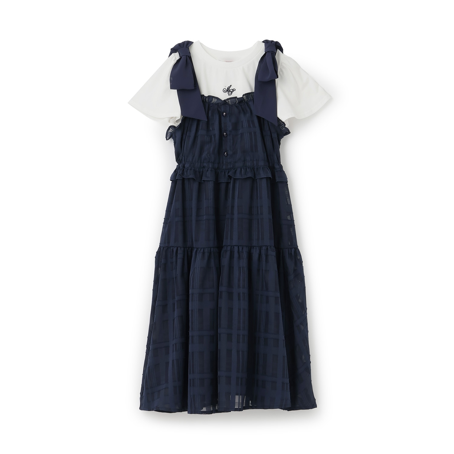 ショルダーリボンジャンパースカート＆【接触冷感】インナーセット