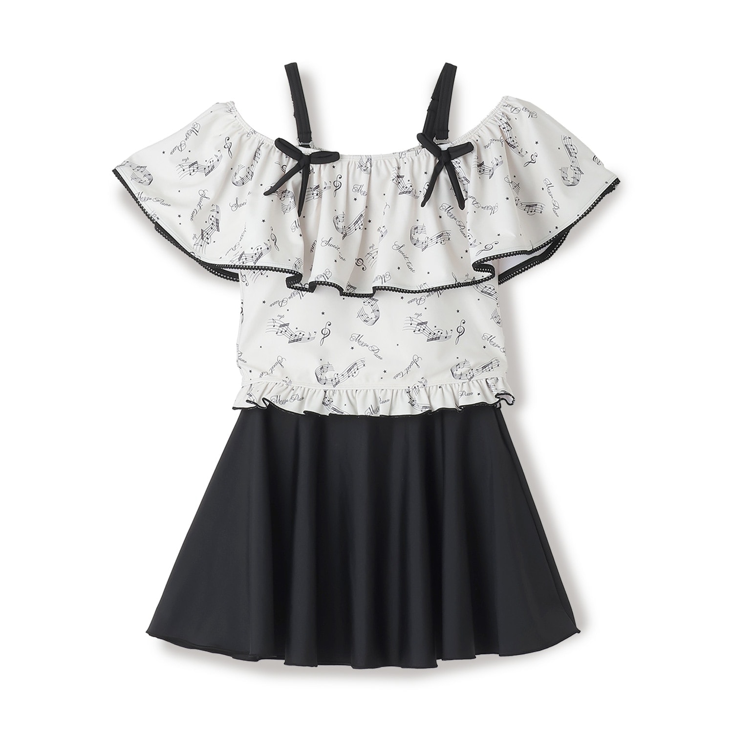 【SWIM】【UVカット】音符柄フリルスイムウェア（2WAY)