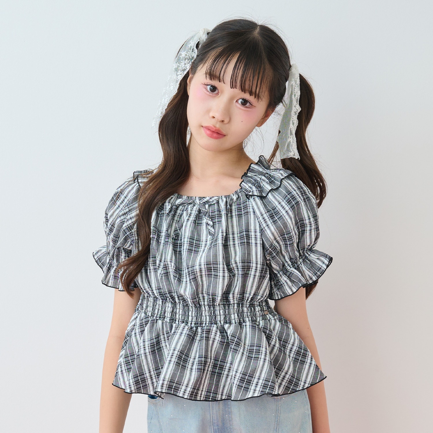 シャーリングフリルブラウス×【接触冷感】キャミソールセット