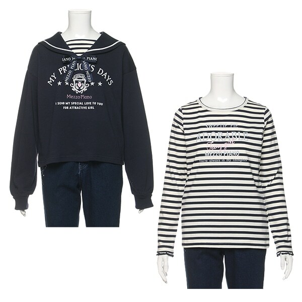 ボーダーTシャツ＆セーラートレーナーセット