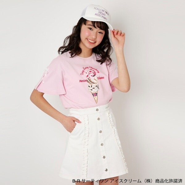 Narumiya Online ナルミヤ オンラインの公式通販サイトサーティワン アイスクリームコラボ 袖レースアップtシャツ S 140 ピンク ジュニア