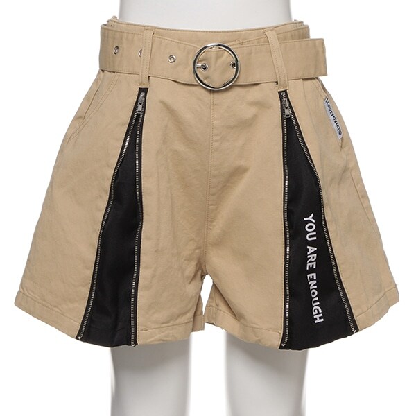 ベルトつきフロントジップキュロット