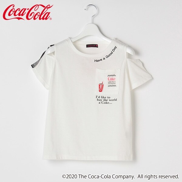 【コカ･コーラ】 ロゴテープ肩開きTシャツ