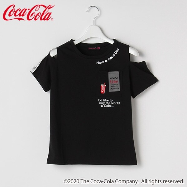 【コカ･コーラ】 ロゴテープ肩開きTシャツ