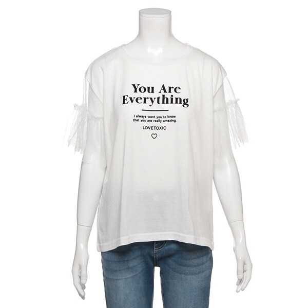 袖チュールTシャツ