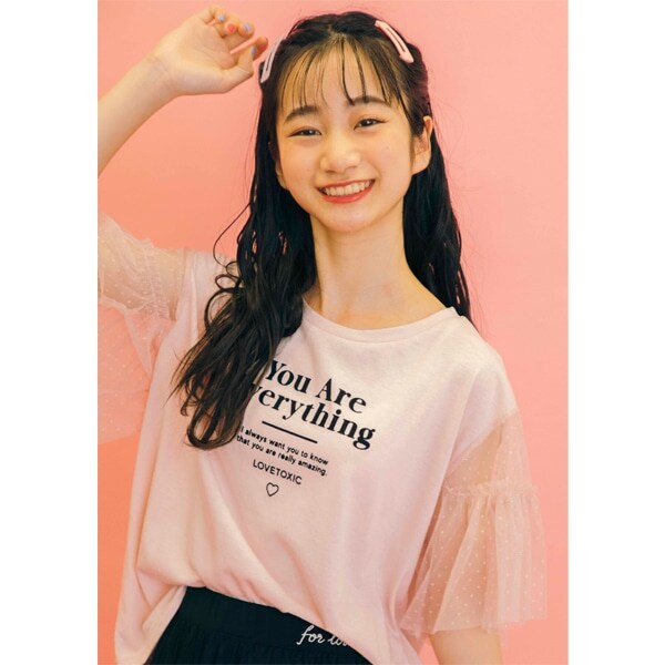 袖チュールTシャツ