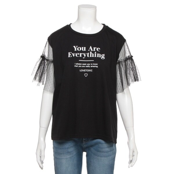袖チュールTシャツ