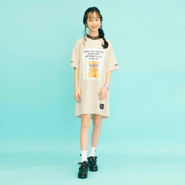 ベアボックスロゴプリントTシャツワンピース