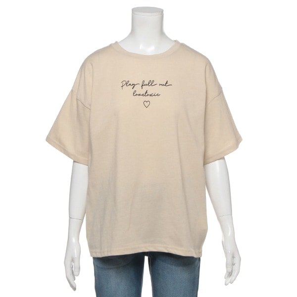 吸水速乾 ガーリーロゴ刺しゅうプリントTシャツ