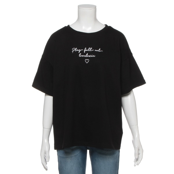 吸水速乾 ガーリーロゴ刺しゅうプリントTシャツ