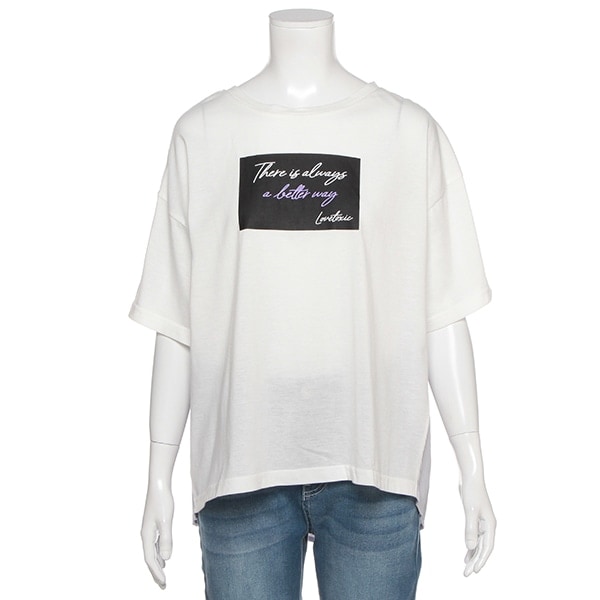 バックプリーツ切り替えボックスロゴTシャツ