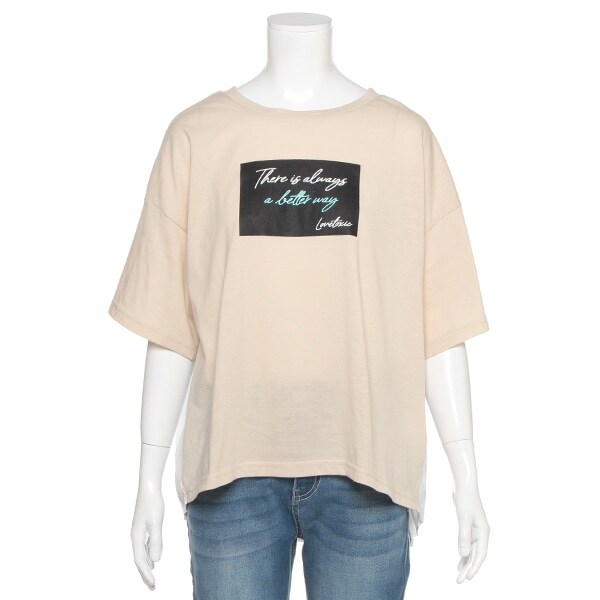 バックプリーツ切り替えボックスロゴTシャツ