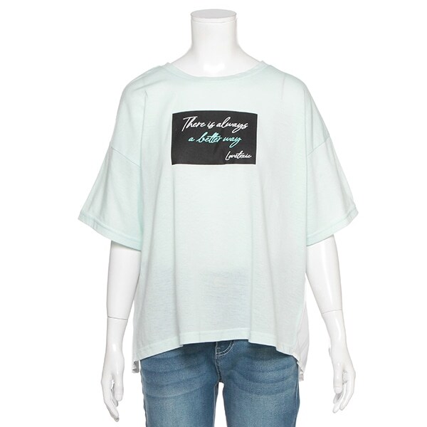 バックプリーツ切り替えボックスロゴTシャツ