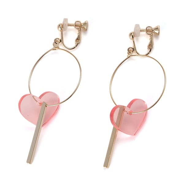 プラハート×スティックつきフープイヤリング