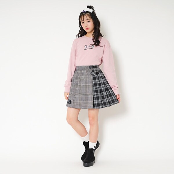 プリーツ切替チェックスカパン 