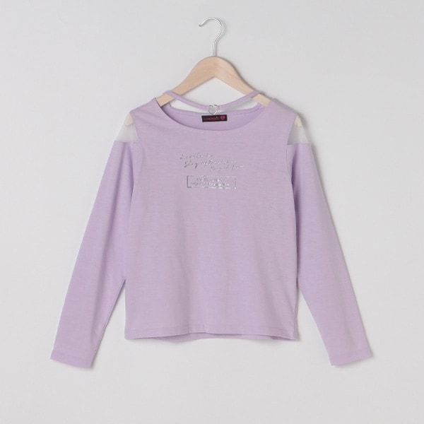 チョーカー風肩チュールTシャツ