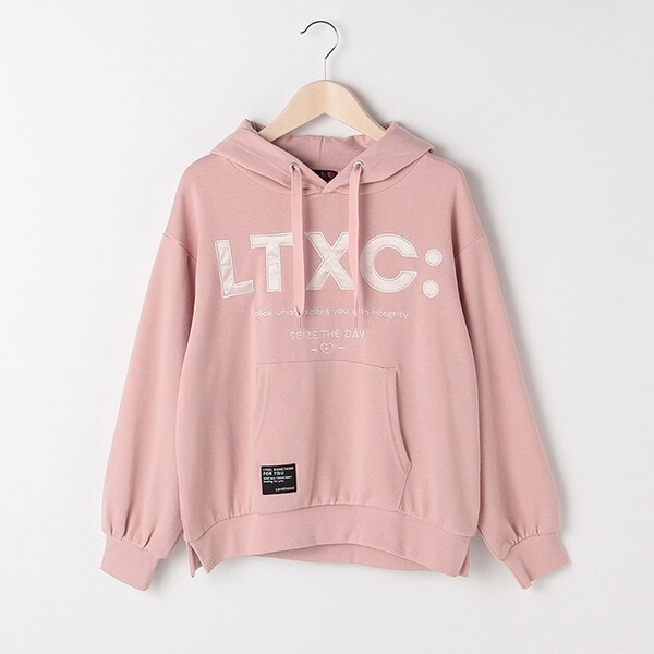 裏毛 サテンロゴアップリケパーカー