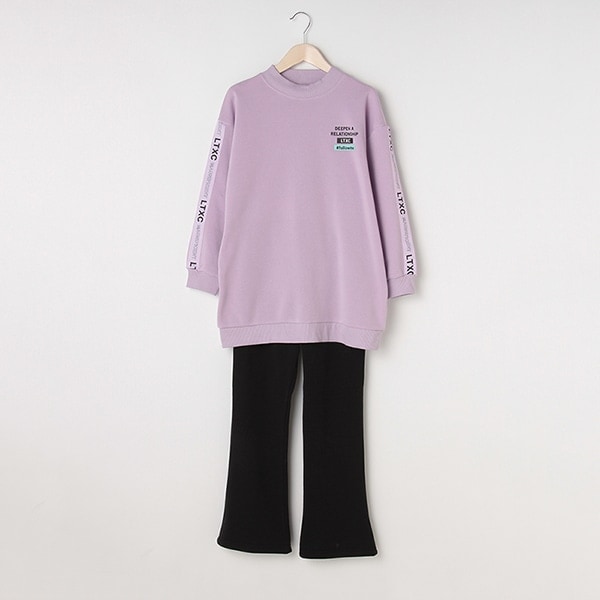 裏起毛 袖ロゴテープチュニック×パンツルームウェアセット