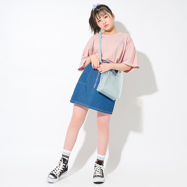 ハーフジップ台形スカパン