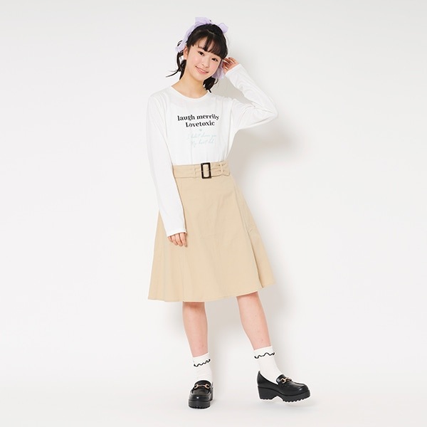 ラブトキ☆紫スリットスカート、プリーツスカート☆L 160サイズ☆着用1度のみ