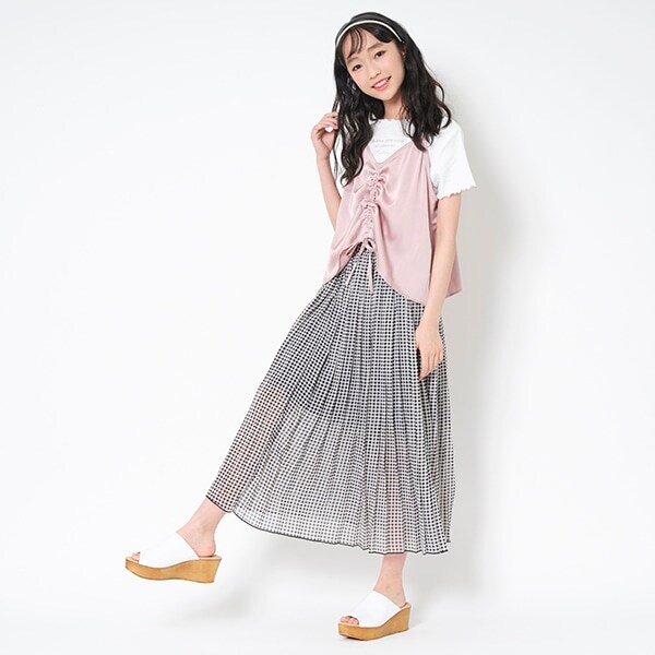 柄プリーツロングスカート