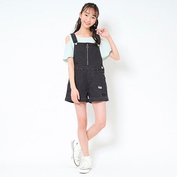 ハーフZIPショートサロペット