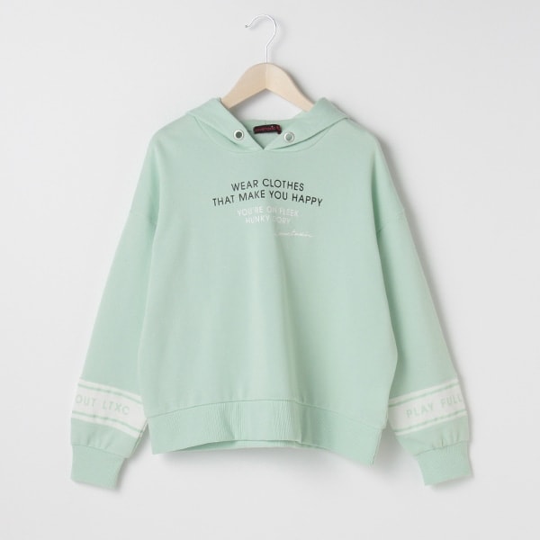 裏毛 袖切り替えロゴパーカー