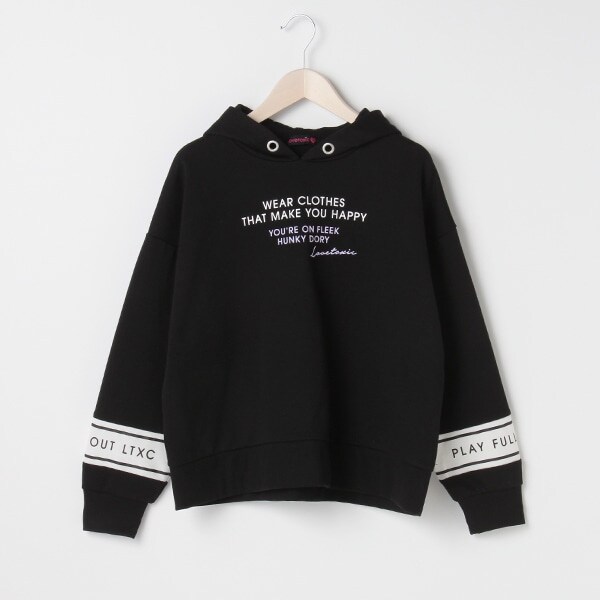 裏毛 袖切り替えロゴパーカー