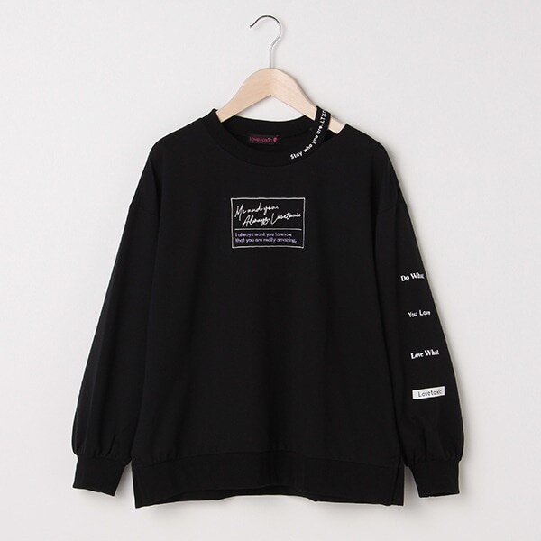 ミニ裏毛 衿スリットロゴトレーナー