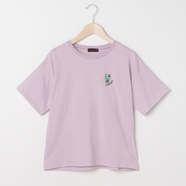 モチーフ刺しゅうゆったりTシャツ
