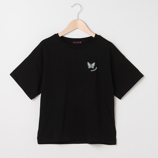 モチーフ刺しゅうゆったりTシャツ