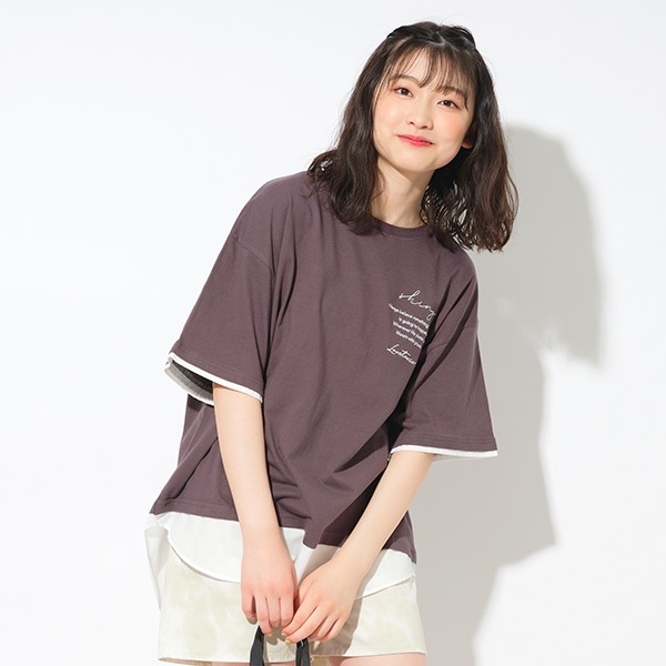 裾レイヤード半袖Tシャツ(SS(130) チャコール): ジュニア ナルミヤ オンライン公式サイト