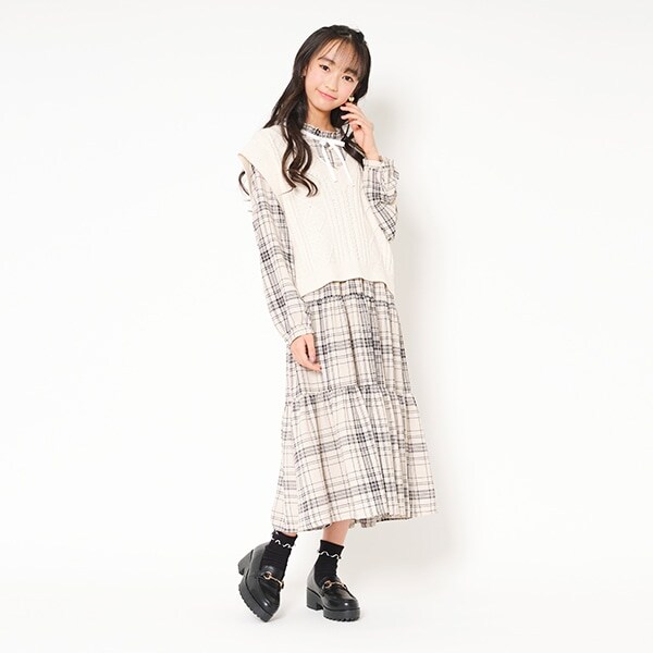【Burberry】ベージュチェックワンピース&ブルマセット　新品未使用 関税負担なし☆Burberryバーバリーチェックコットンシャツドレス